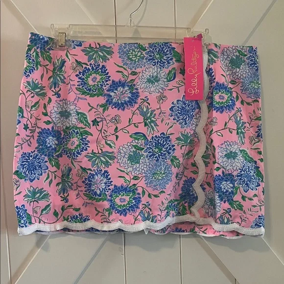 Lilly Pulitzer Pink Skort with Blue Floral Design - Picture 1 of 6